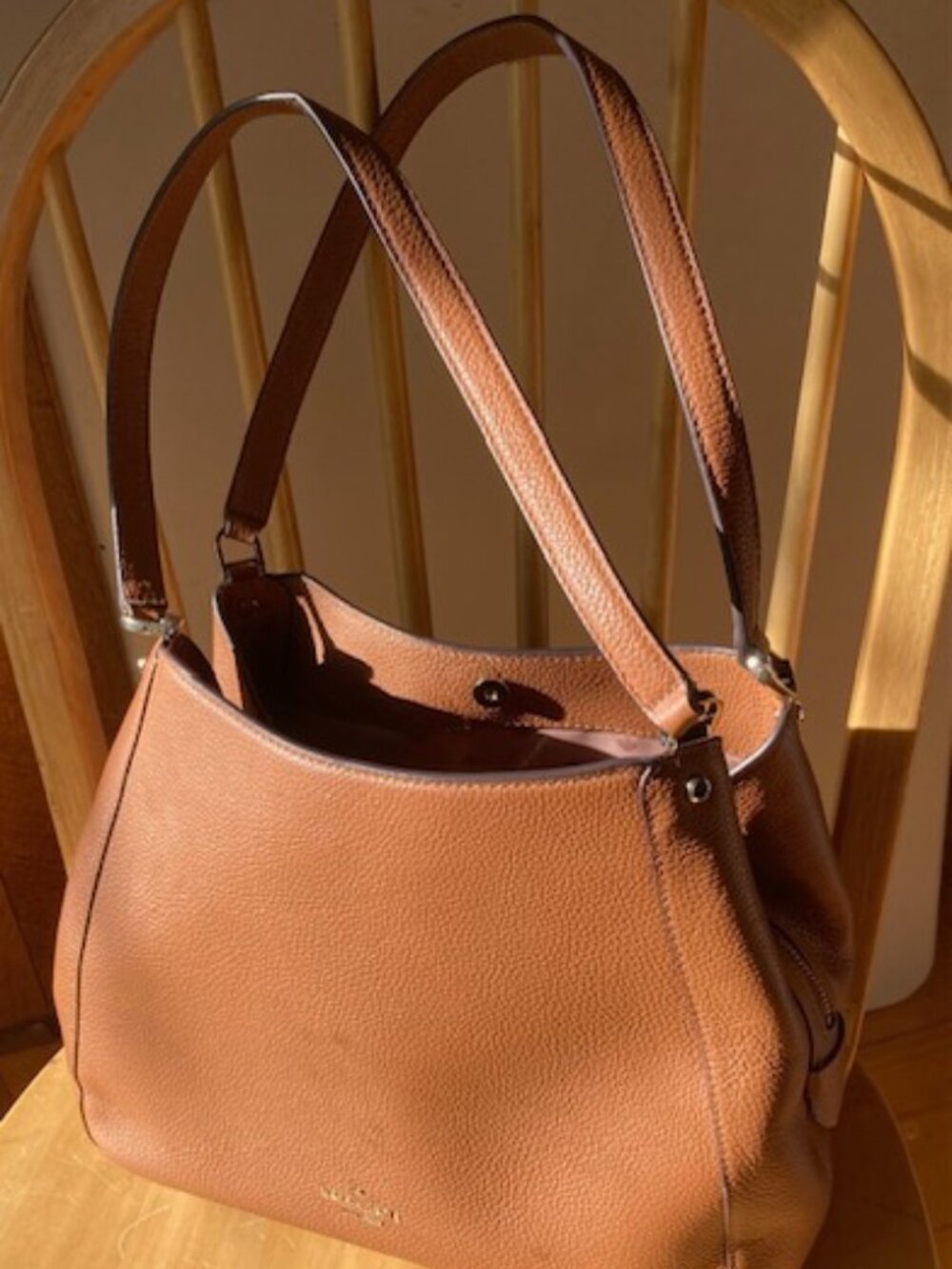Kate Spade New York Camel Leather Shoulder Bag Preppy Classic Quiet Luxury - Picture 5 of 6